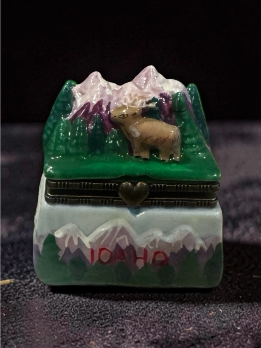 Idaho Mountain Scenic Trinket Box - Green